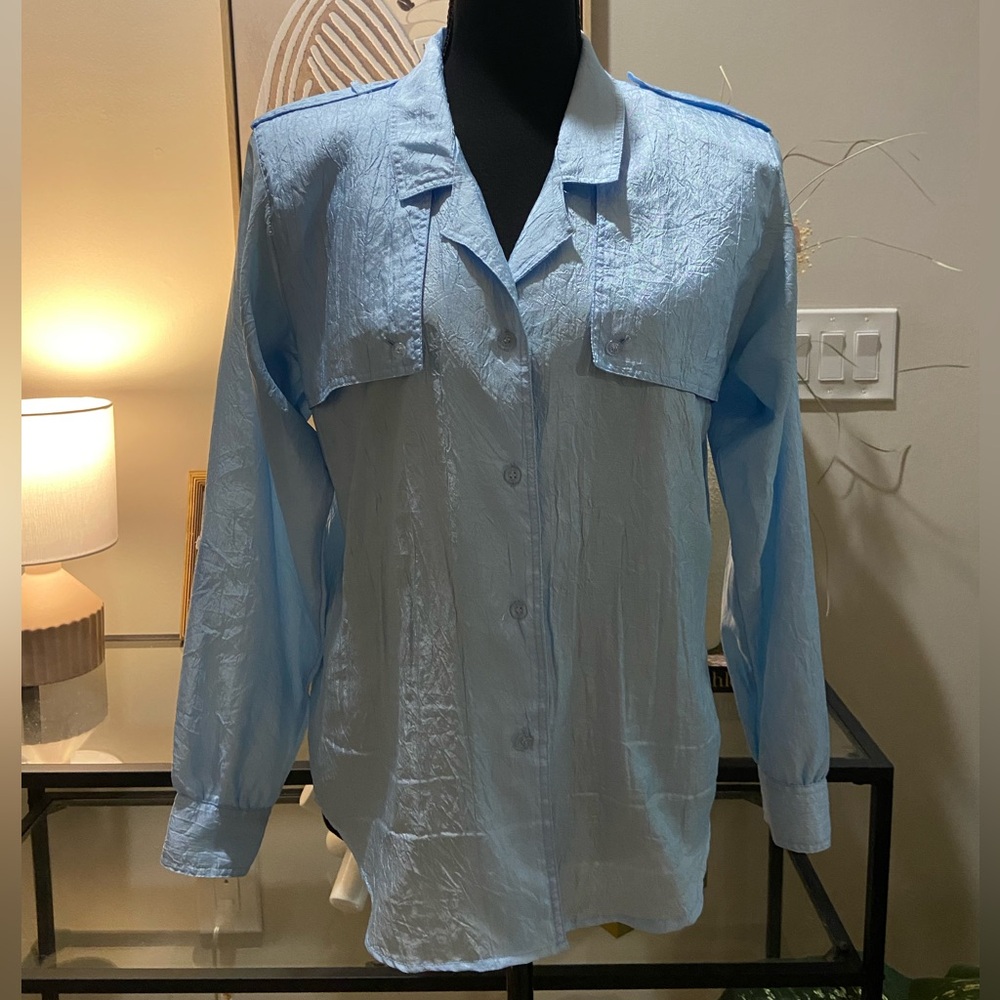 Vintage DVF Light Blue Long Sleeve Button-Up Shirt